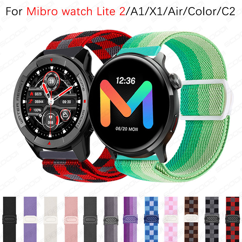 สายไนลอนยืดแบบปรับได้สําหรับนาฬิกา Mibro Lite 2 / C3 / A2 / A1 / X1 / Air / Color / C2 สร้อยข้อมือยืดหยุ่นปรับสายนาฬิกาอัจฉริยะ
