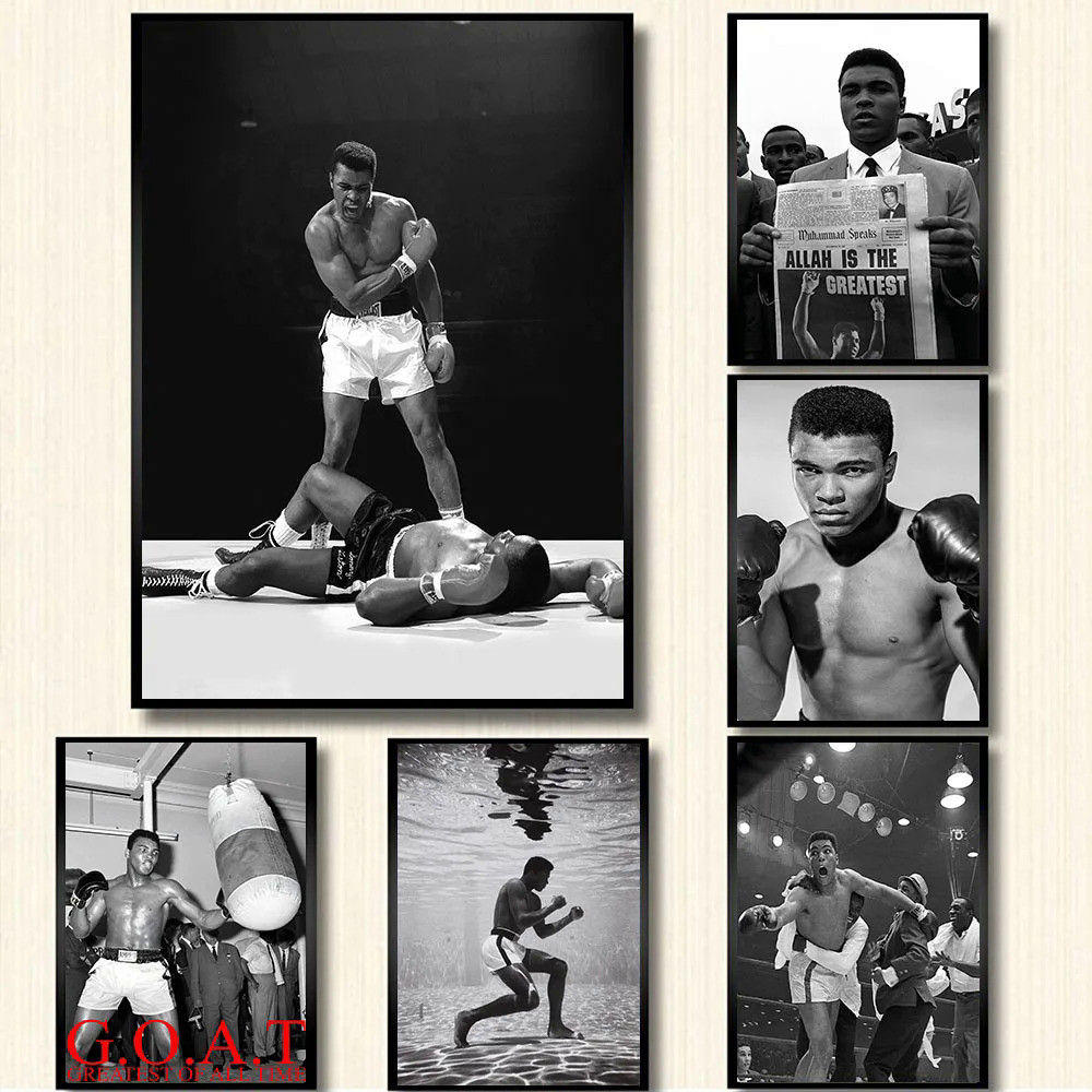 ใหม่คลาสสิก Muhammad Ali ภาพวาดผ้าใบที่มีชื่อเสียง Boxer แรงบันดาลใจโปสเตอร์ Wall Art พิมพ์ภาพสําหรับห้องนั่งเล่นตกแต่งบ้าน