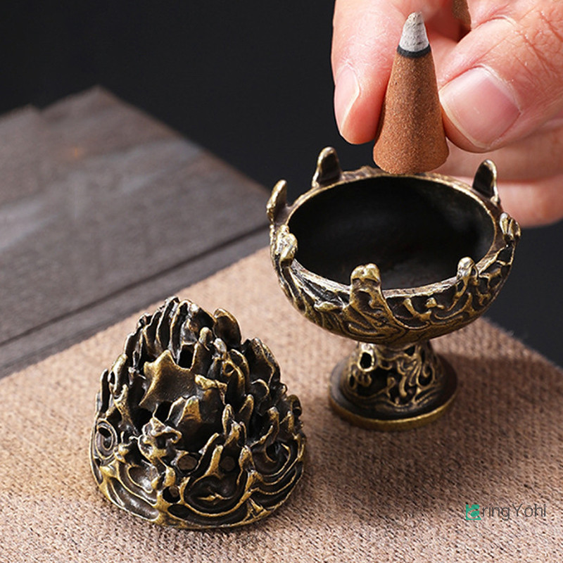 Aringyohi] Retro Alloy Censer Burner มินิเครื่องประดับจีนโบราณ Censer ชาตกแต่งโต๊ะใหม่