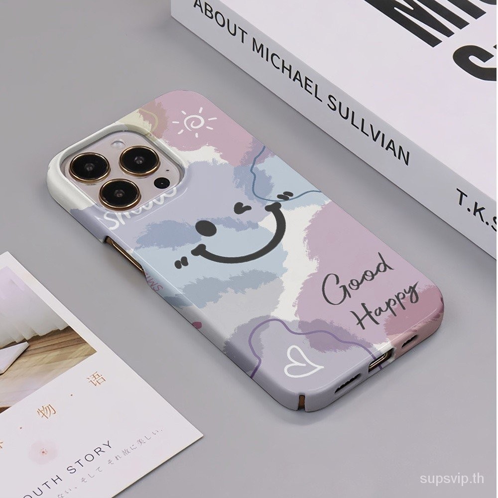 Graffitiหน้ายิ้มรูปแบบป้องกันกรณีเหมาะสําหรับiphone 13Pro 15 XR 15Pro 15ProMax 11ProMax 11Pro 15Plus 14Pro Matteเคสโทรศัพท์11ซิลิโคนกันกระแทกกรณี 14ProMax 14 กันกระแทก 13ProMax