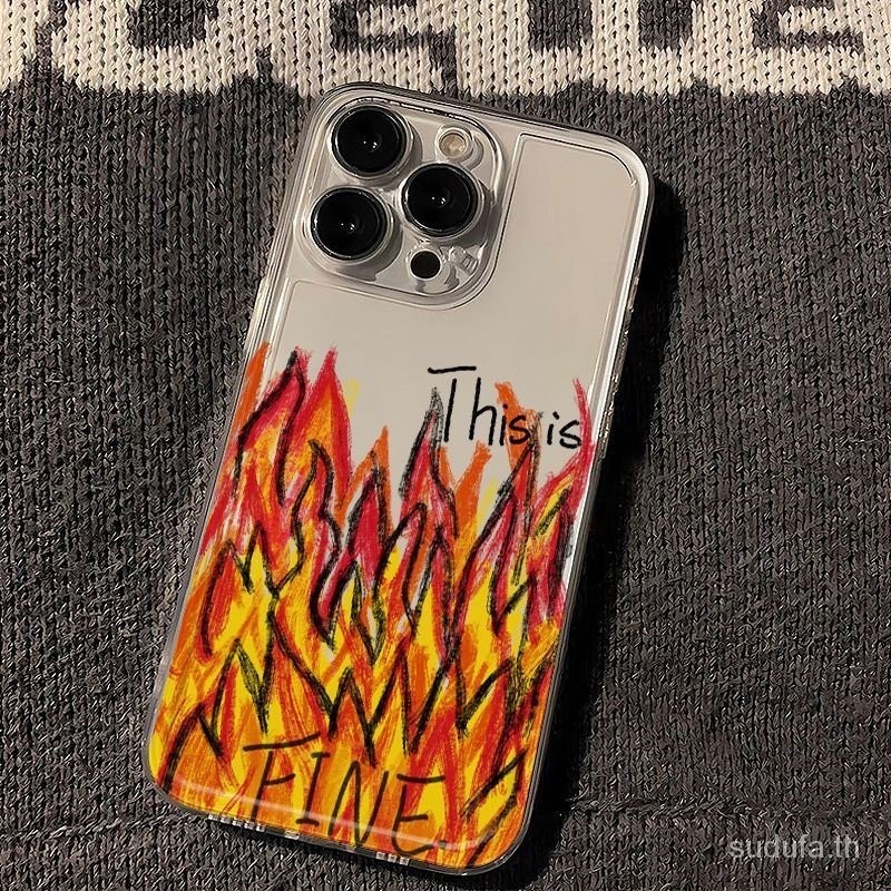 American Unique Hip-HopเปลวไฟiPhoneเคสโทรศัพท์เหมาะสําหรับiPhone 11promax 12 13promax 11 11pro 14promax 13 14 15 pro max xr xsmax 7plus 8PlusเคสใสShock-resistant
