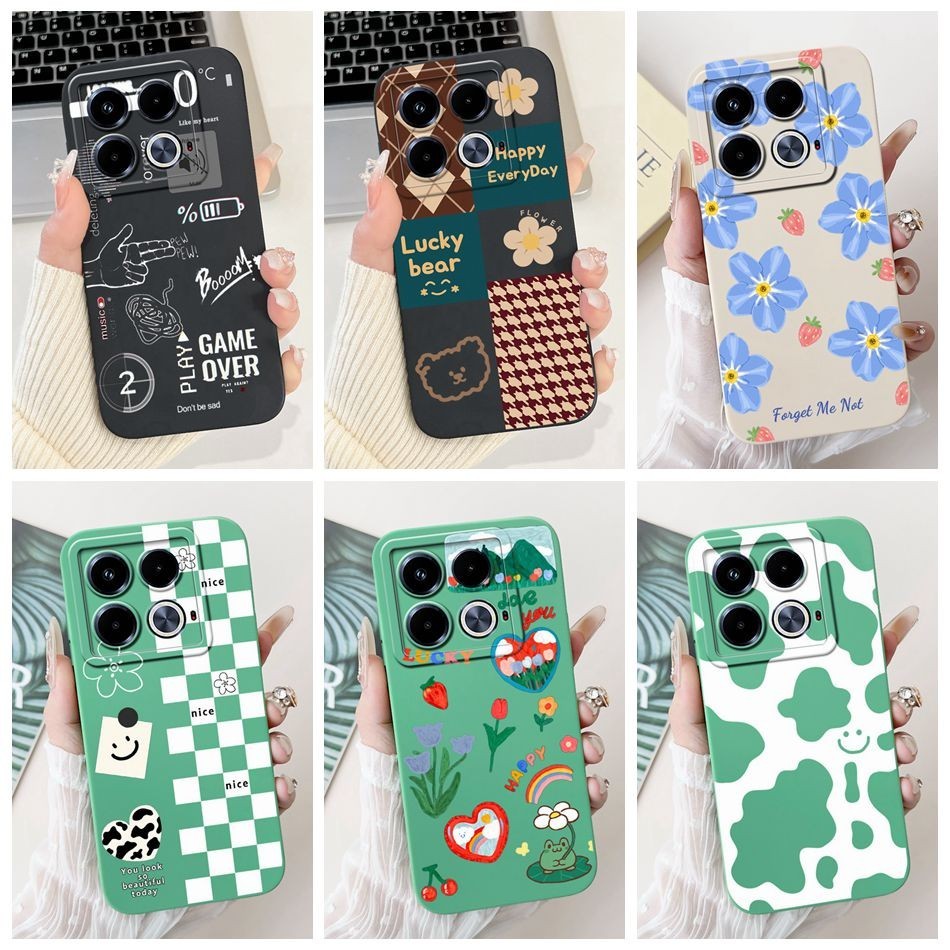 Infinix Note 40 Pro 4G Note40 40 Pro+ 5G X6851B X6853 X6850 น่ารักพิมพ์เลนส์ซิลิโคนอ่อนนุ่มป้องกันเคสโทรศัพท์