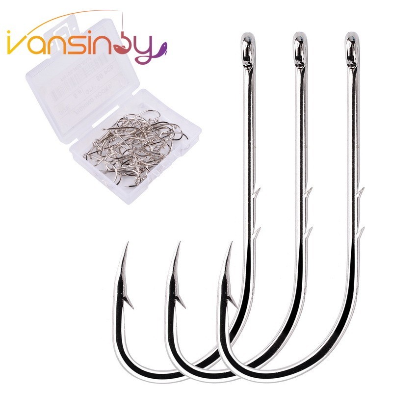 50 ชิ ้ นชุดตกปลาตะขอจับยาวคู ่ กลับ Thorns, สูงเหล ็ กคาร ์ บอน Damp Hook พร ้ อมที ่ จับตรง