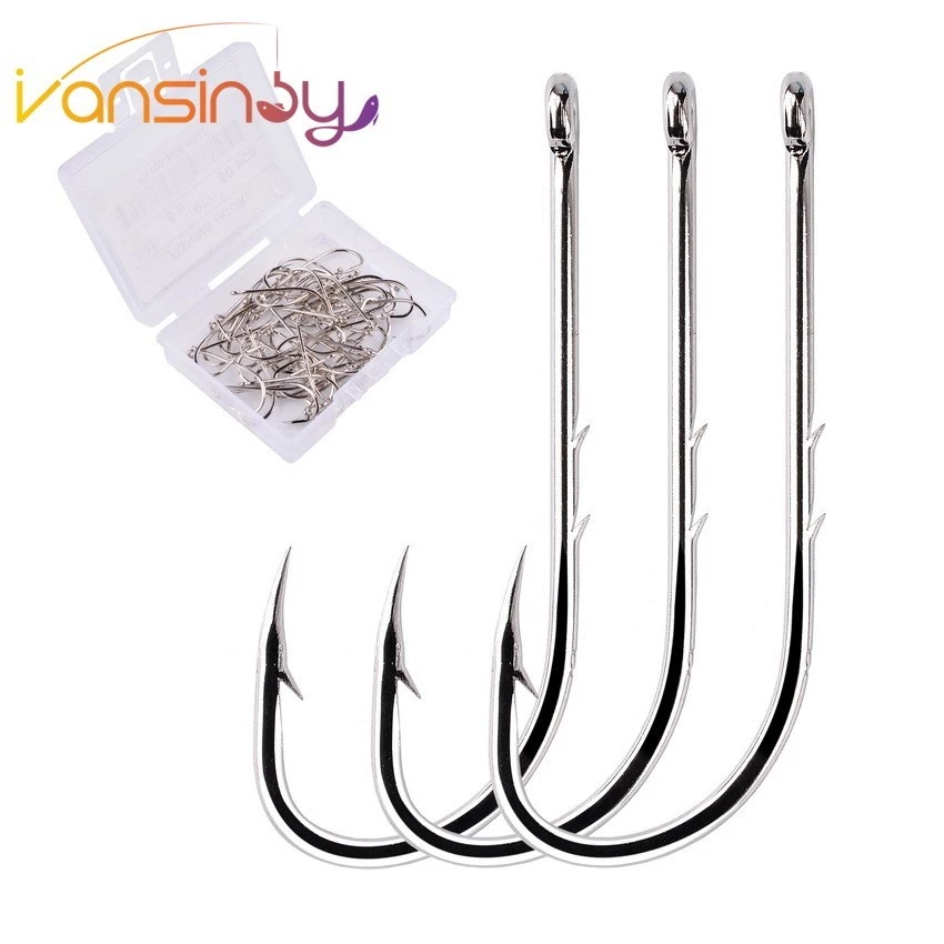 50 ชิ ้ นชุดตกปลาตะขอจับยาวคู ่ กลับ Thorns, สูงเหล ็ กคาร ์ บอน Damp Hook พร ้ อมที ่ จับตรง