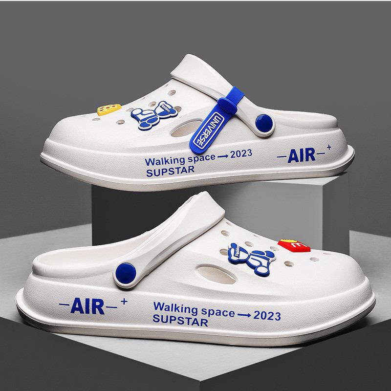รองเท้าแตะผู้ชาย New Korean Fashion EVA Cave shoes รองเท้าแตะแพลตฟอร์มคู่ รองเท้าชายหาดพื้นนุ่มลําลองกันลื่น