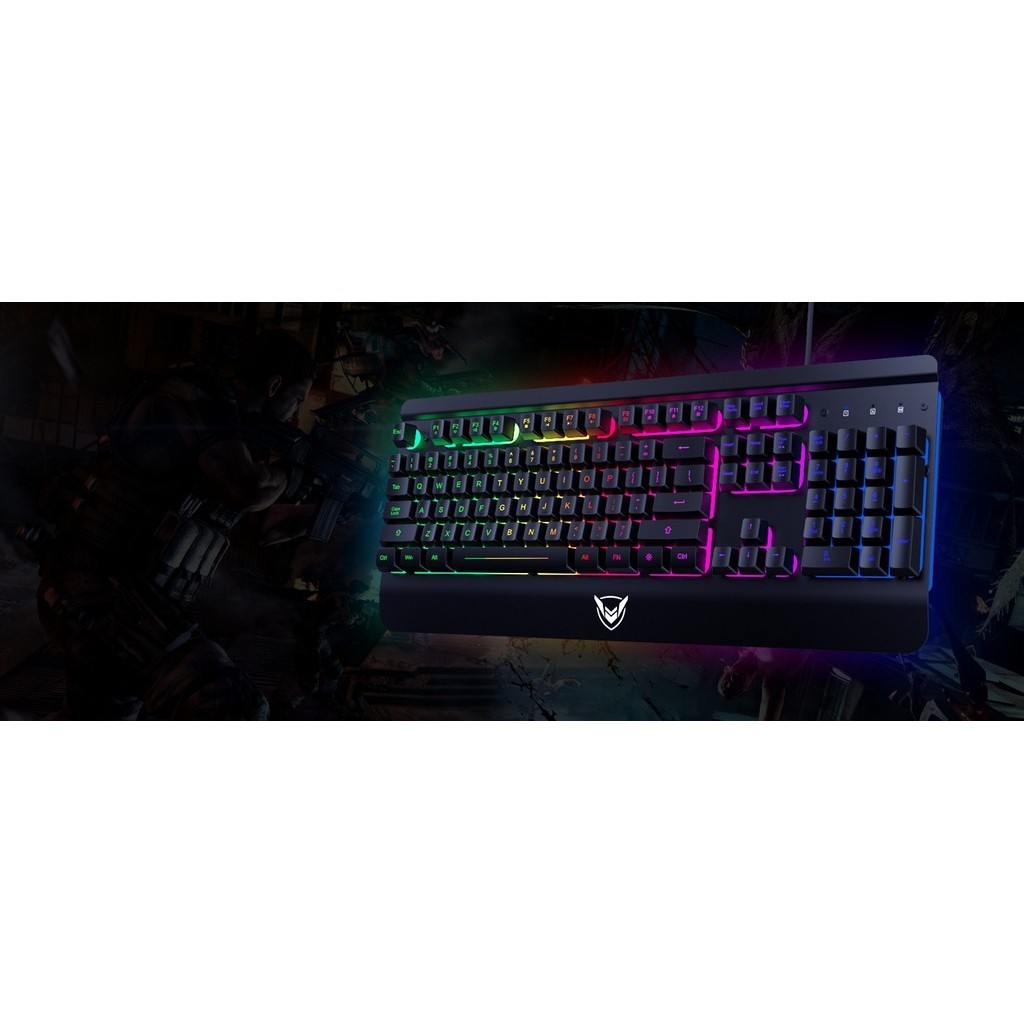 Gaming Keyboard, 104 Keys All-Metal Panel, Rainbow LED Backlit Quiet Computer Keyboard