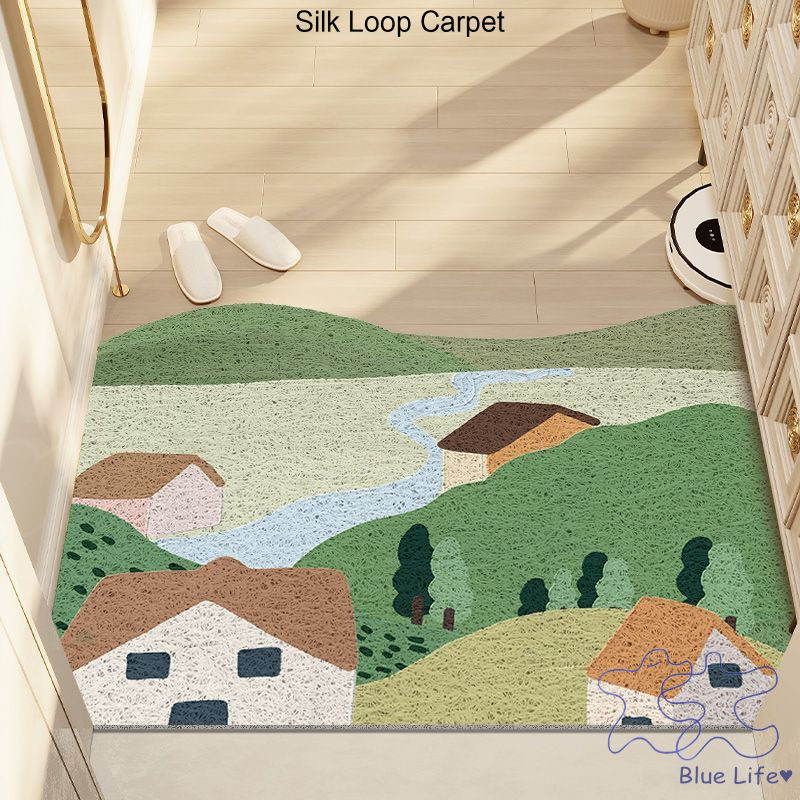ขนาดเล็กสดผ้าไหมวงกลมพรม Entrance Scraping Mud ชั้น Pvc Cuttable หน้าต่างชั้น Home Entrance ประตู Anti-slip Mat