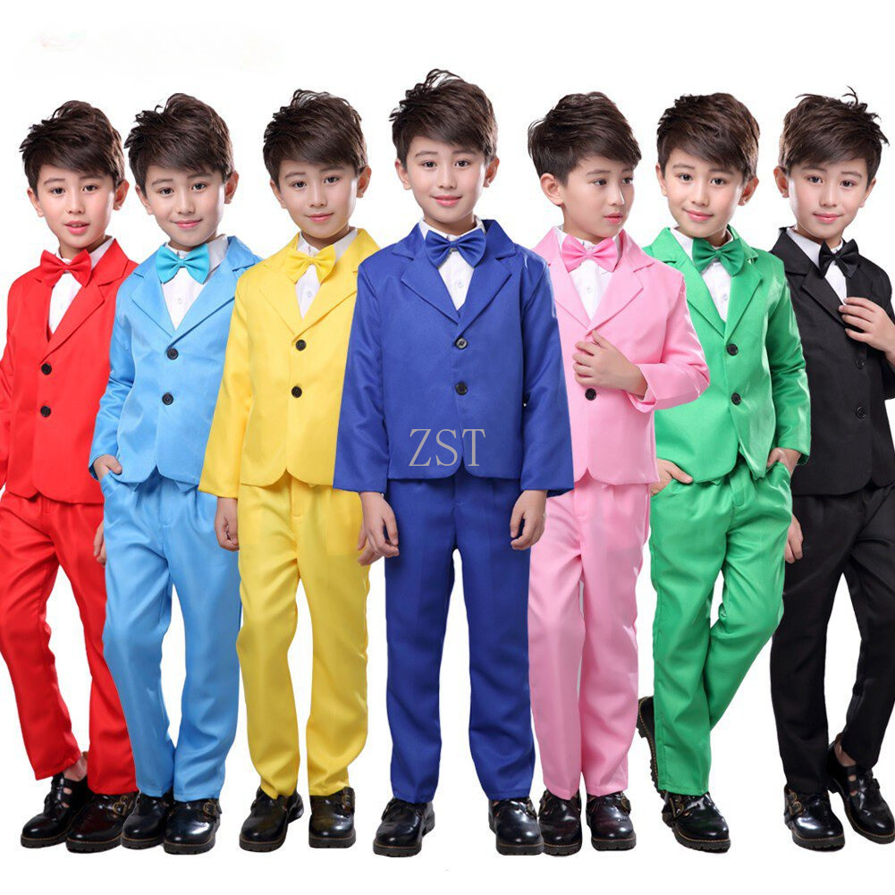 5ชิ้นเด็กเด็กธรรมดาสูทอย่างเป็นทางการเครื่องแต่งกายสุภาพบุรุษเสื้อเสื้อผ้าชุดสําหรับงานเลี้ยงวันเกิดงานแต่งงานเสื้อคลุมเด็กเด็ก