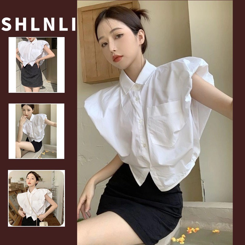 เสื ้ อโปโลผู ้ หญิงแขนกุดหลวมสีทึบแขนสั ้ นในฤดูใบไม ้ ผลิและฤดูร ้ อน