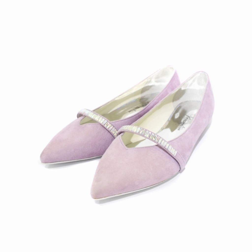 Ginza Kanematsu Suede Pointed Toe Pumps Flat Shoes 24.5 Direct from Japan Secondhand