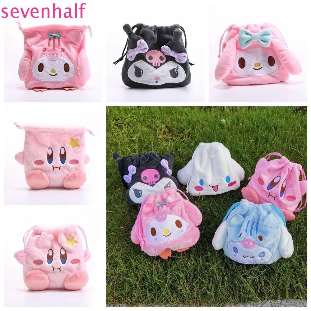 Seventhalf การ์ตูน Kuromi Drawstring Bag, MyMelody Star Kirby Pocket, กระเป๋าแต่งหน้าแฟชั่นกระเป๋าเครื่องสําอางผู้ถือบัตรตุ๊กตากระเป๋าใส่เหรียญนักเรียน