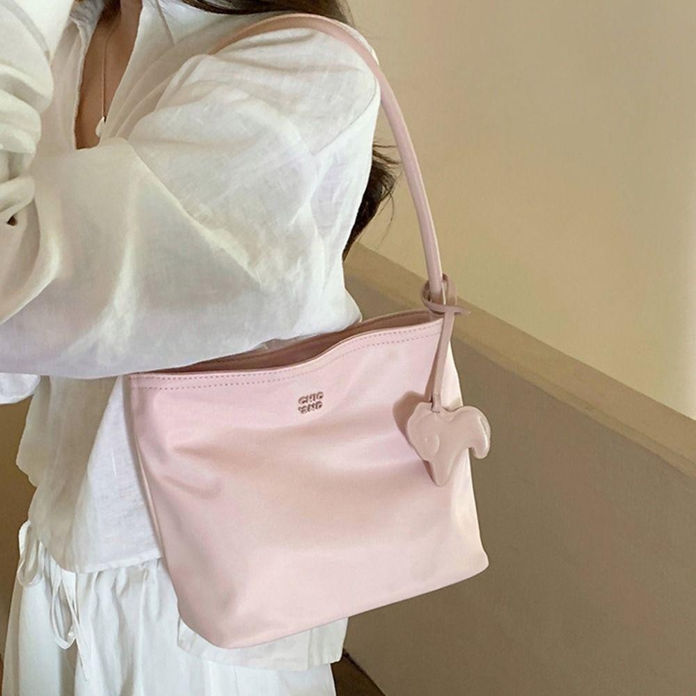 Fashionhubz Summer Letter Underarm Bag Nylon Girl Fashion Casual and Versatile Bucket Bag