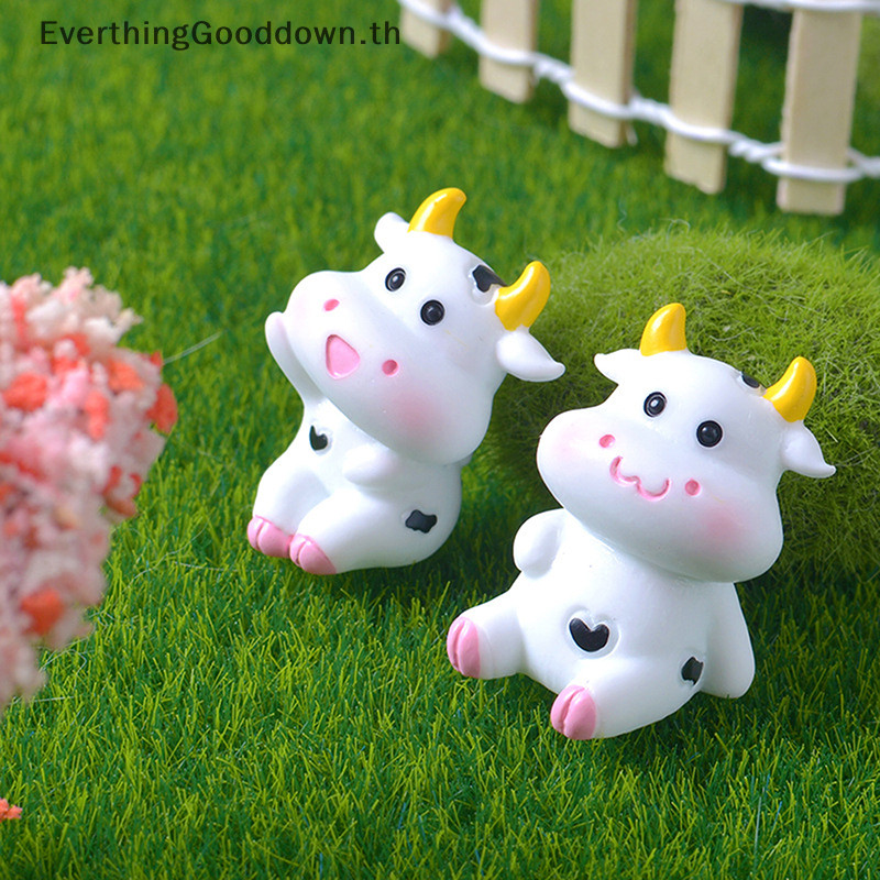 Ever Mini วัวน่ารักตุ๊กตาหัตถกรรม Miniature รุ่นอุปกรณ์ตกแต่งบ้านเดสก์ท็อปสวน Micro เครื่องประดับภูมิทัศน์ของขวัญ TH