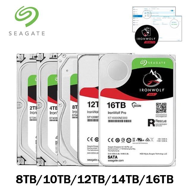 Seagate IronWolf Pro 16TB 14TB 12TB 10TB 8TB อนุกรมภายใน 7200RPM 256MB Cathe SATA 6Gb/s ฮาร์ดไดรฟ์ 3