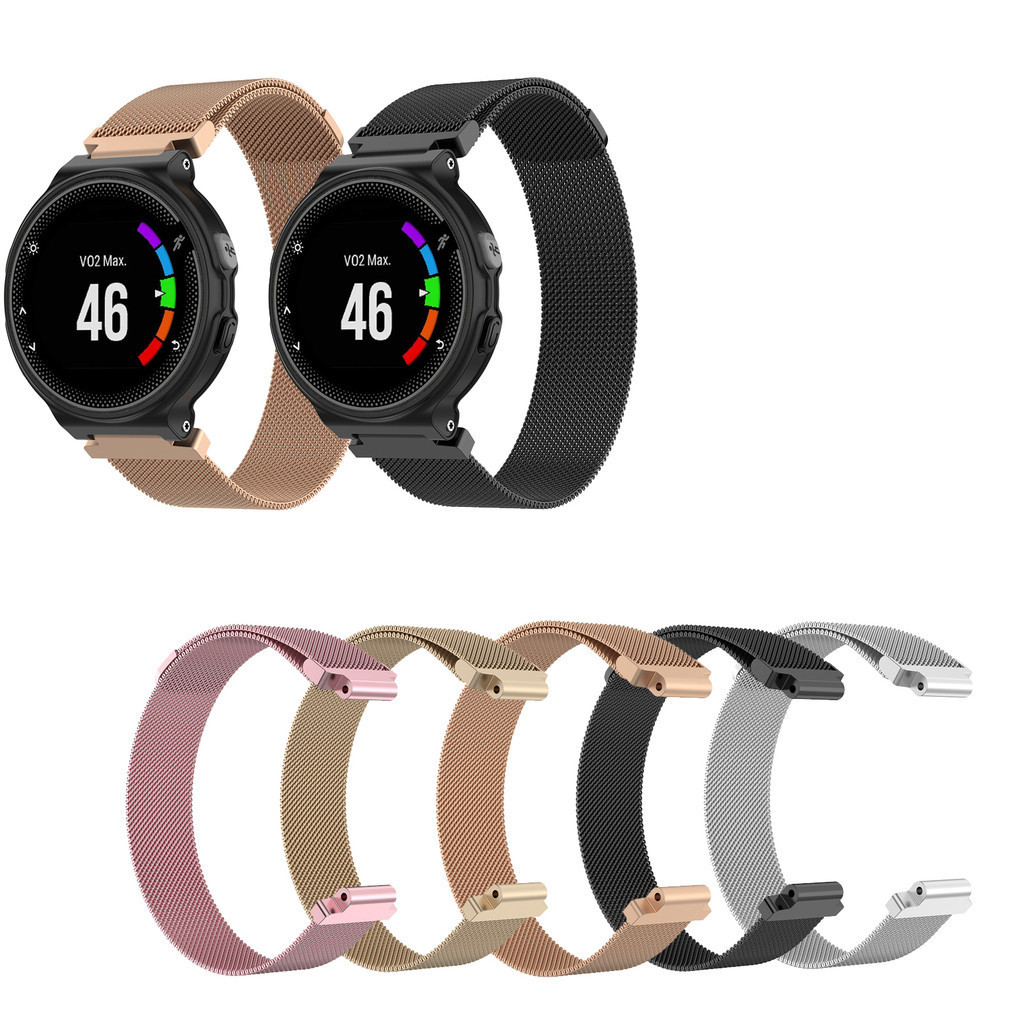สายสแตนเลสแม ่ เหล ็ ก Milanese สําหรับ Garmin Forerunner 220 230 235 630 620 735 S20 S5 S6