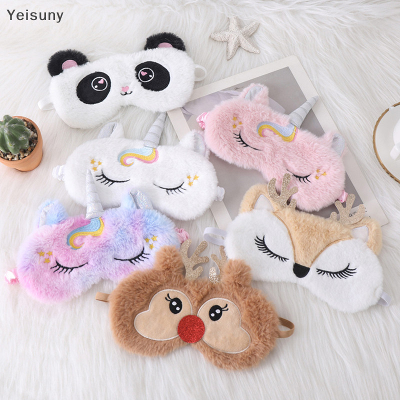 [Yei] Plush Eyepatch Sleeping Blindfold สําหรับ Travel Rest Soft Sleeping Mask Eye Masks น่ารัก Glitter Unicorn Eye Cover COD