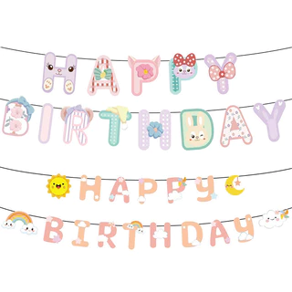 แบนเนอร์ตกแต่งวันเกิด ป้ายวันเกิด สำหรับตกแต่งงานเลี้ยง ปาร์ตี้ happybirthday