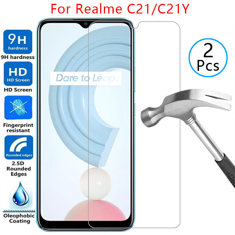 กระจกนิรภัยสําหรับ realme c21 c21y ฝาครอบ realmi c 21 y 21y 21c realmec21y โทรศัพท์ coque reme real 