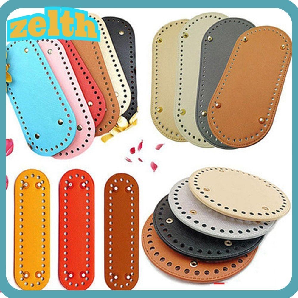Zelth กระเป๋ายาวด้านล่างรูปไข่ DIY Handmade ด้านล่างโครเชต์กระเป๋าหนัง PU