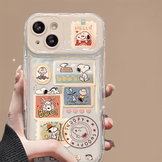 สำหรับ iPhone 11 15 14 13 12 Pro MAX 7 8 Plus X XR XS MAX เคส การ์ตูน สนูป กรณีโทรศัพท์กระจกพลิก ซิลิโคนนุ่ม TPU Case