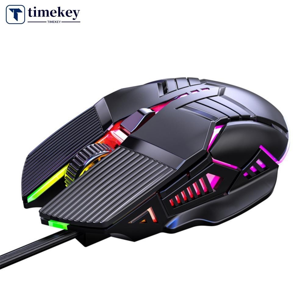 Timekey Ergonomic เมาส์สําหรับเล่นเกมแบบมีสาย USB เมาส์คอมพิวเตอร์ RGB เมาส์ Gamer เมาส์ 6 ปุ่ม LED 