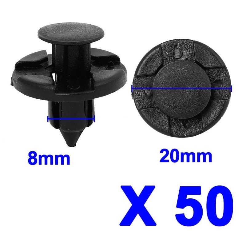 【Sunnylife 】 50 ชิ ้ น 8 มม . Dia Hole พลาสติกหมุด Fastener Push คลิปสีดําสําหรับรถยนต ์ Auto Fender
