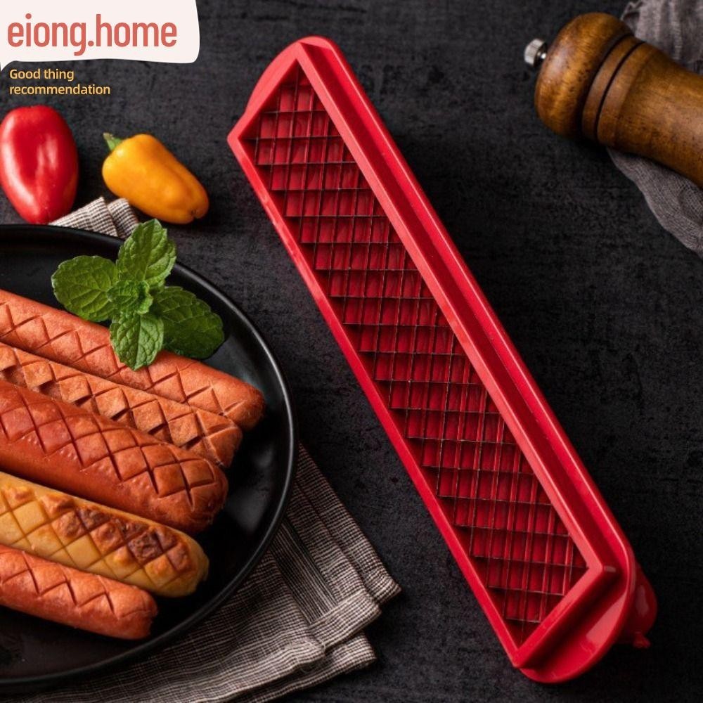 Eiong8686 ฮอทดอก Criss-Cross Slots Slicer, Non-stick BBQ Gadget Hot Dog Slicing Tool, ไส้กรอก Segmentation เครื่องมือเครื่องตัดตาข่ายที่แม่นยํา