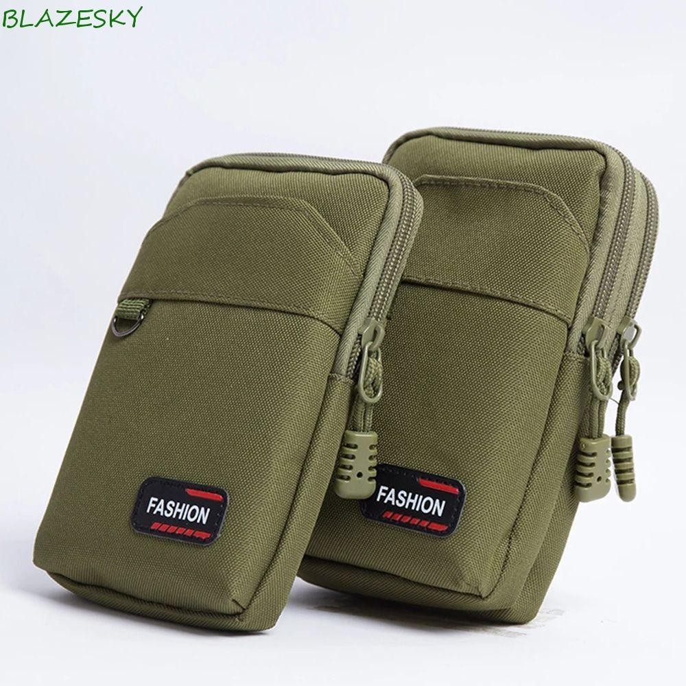Blazesky กระเป๋าโทรศัพท์มือถือ Camping โทรศัพท์อุปกรณ์เสริมเดี่ยว/สองชั้นไนลอน Colth สีกากีสีเขียว EDC Molle กระเป๋า