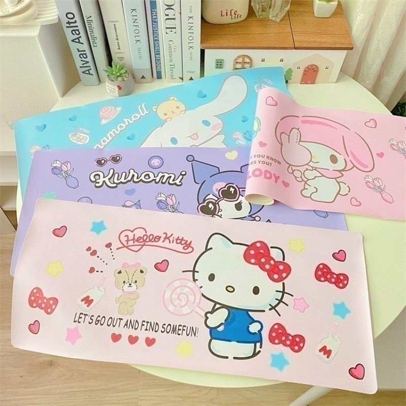 Sanrio ตารางผ้าผ้าปูโต๊ะการ์ตูนสําหรับศึกษา Kuromi Cinnamoroll Melody ตารางหอพักเดสก์ท็อปตกแต่งบ้านการถ่ายภาพ Props