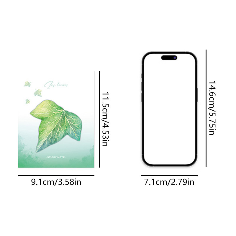 30แผ่นจําลองใบรูปร่างเหนียวบันทึกโรงเรียนสํานักงานแบบพกพาใบสไตล์แผ่นบันทึก