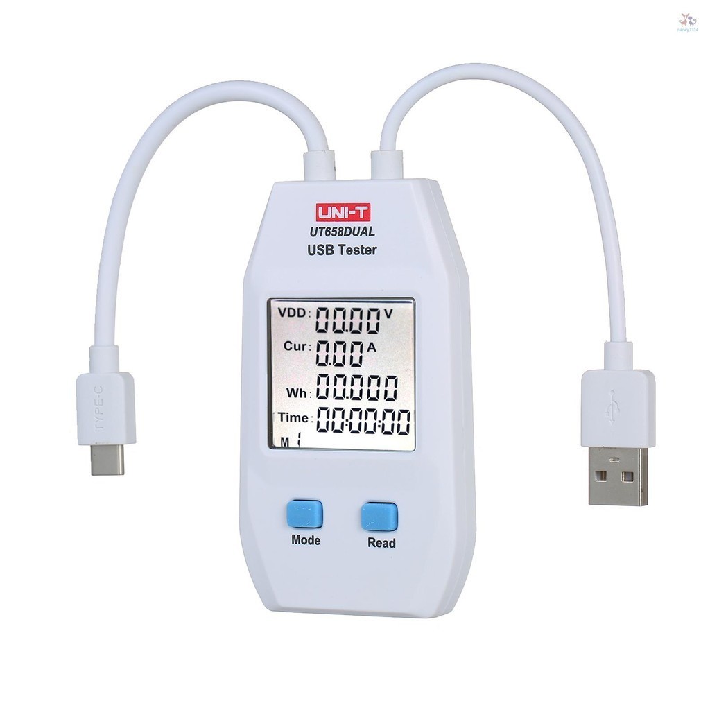 Usb Power Meter LCD USB Tester Detector โวลต์มิเตอร์แอมป์มิเตอร์เครื่องทดสอบความจุดิจิตอล (UT658-Dual)