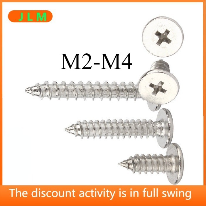 ((JLML) 304 สแตนเลส M2-M4 สกรูหัวแบนแตะตัวเอง CA หัวบางเฉียบ Phillips Countersunk Head Self-T