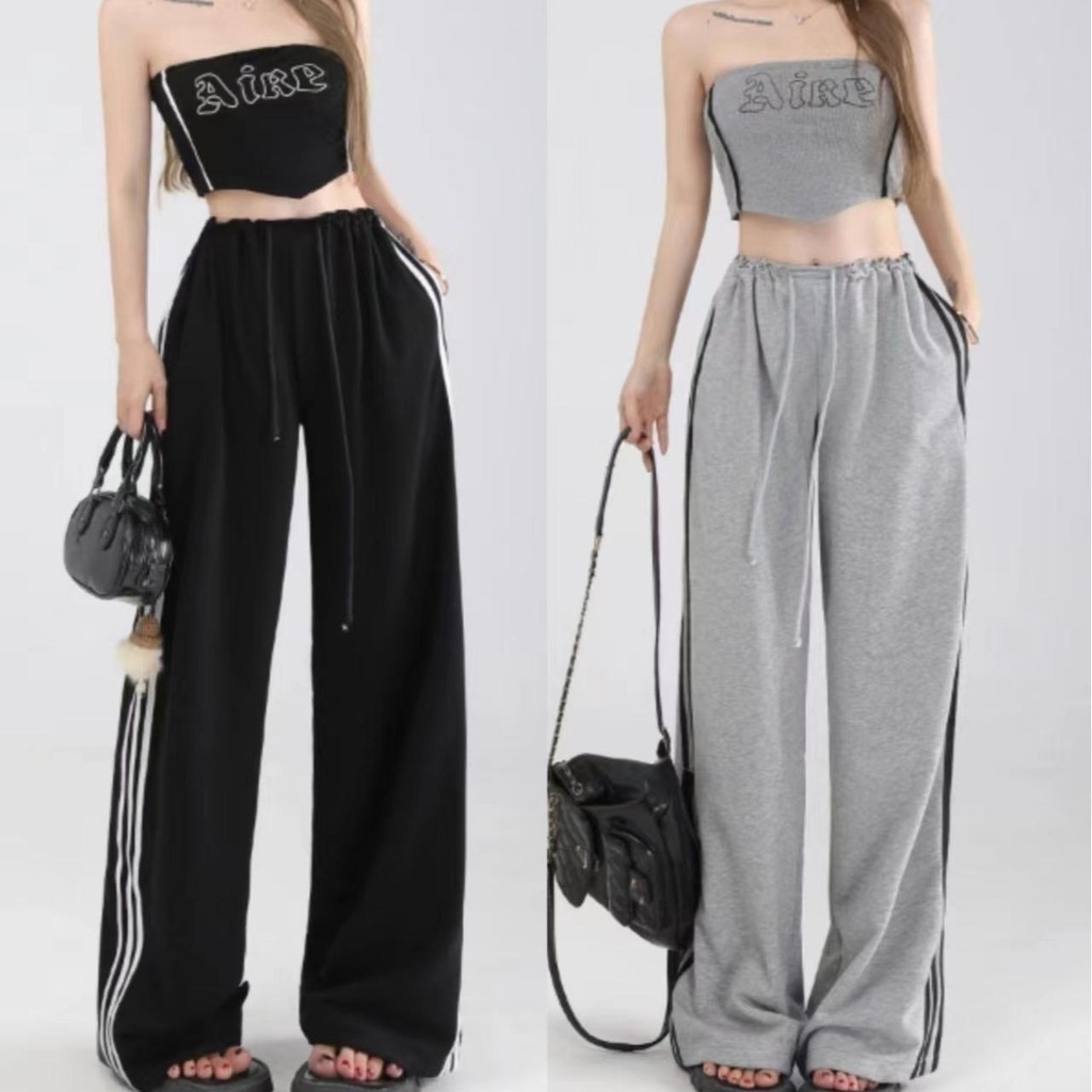 Hotgirl พร้อมส่ง ชุดเซ็ท ชุดเซต2ชิ้น เสื้อครอป เสื้อกล้าม กางเกงขายาว กางเกงวอร์ม แฟชั่น สําหรับผู้หญิง สไตล์เกาหลี