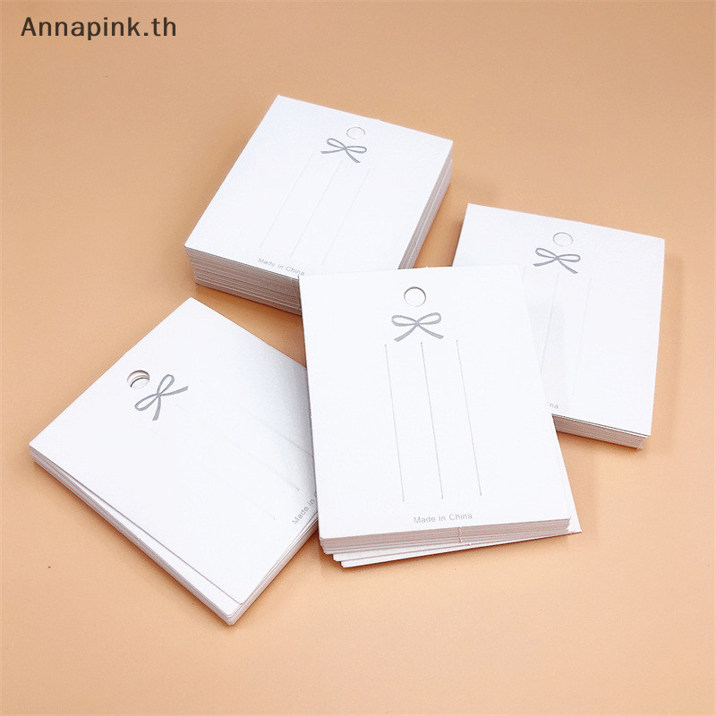 Annapink.th 50 ชิ้น White Hairpin Card Trinket Bow Display Cards กระดาษแข็งบรรจุกระดาษ EN