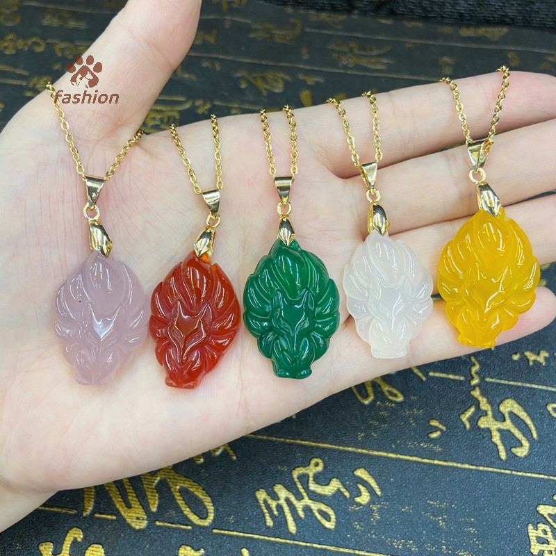 [แฟชั่น] สร้อยคอโซ่จี้จิ้งจอกเก้าหาง Unisex สัตว์จีน Hand-Carved Fox ผู้ชายผู้หญิงเครื่องประดับโชคดีของขวัญ {TH}