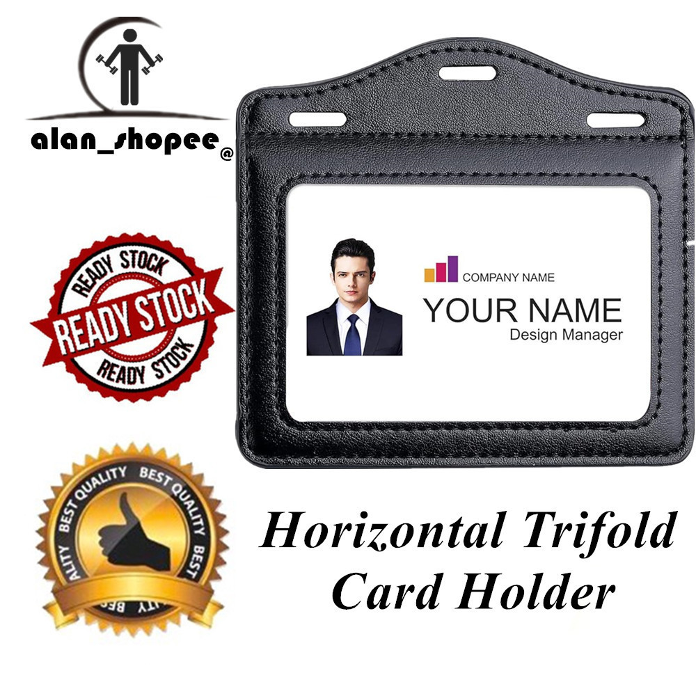 ที่ใส่บัตรหนัง PU แนวนอน Trifold Duty พร้อมช่องหน้าต่าง ID แบบใสและช่องใส่การ์ด