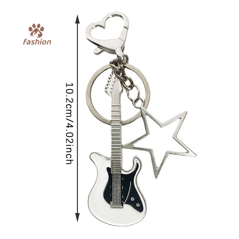 [แฟชั่น] Harajuku Y2kกีตาร์Love Heart Star Key Chainสําหรับผู้หญิงหวานเย็นแนวโน้มแฟชั่นจี้VINTAGE Aestheticอุปกรณ์เสริมของขวัญใหม่ {TH}