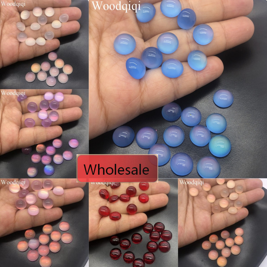 50pcs 6 มม./10 มม.เรซิ่น Cat eye ครึ่งวงกลมหลวมลูกปัดเครื่องประดับอุปกรณ์เสริม DIY สีสันยอดนิยม Handmade วัสดุคุณภาพสูงขายร้อน