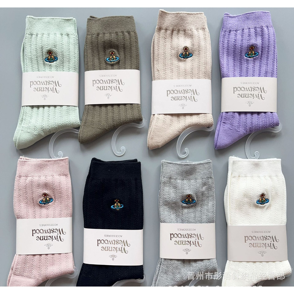 สไตล์ญี่ปุ่นสไตล์ใหม่ดาวเสาร์ปัก Queens ถุงเท้ากลางหลอด Four Seasons สบาย Breathable Combed Cotton So
