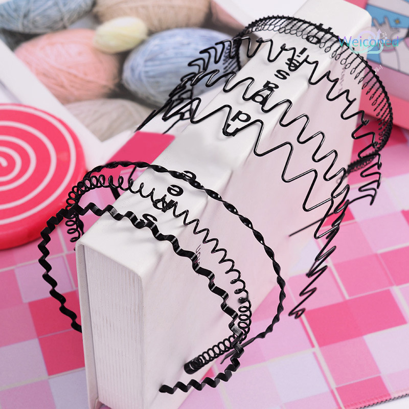 {Weiconed} โลหะผู้ชายผู้หญิง Unisex คลื่นสีดําผม Hoop ล้างหน้า 5 มม.กว้างแฟชั่น Simple Sport Hairband อุปกรณ์เสริมผมใหม่