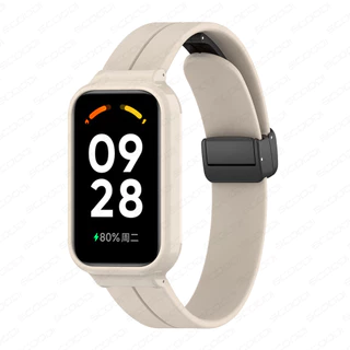ซิลิโคนแม่เหล็กพับสายคล้องคอสําหรับ เรดมี่ For Redmi Band 3 2 สายนาฬิกาข้อมือสําหรับ เสี่ยวหมี่ for Xiaomi Band 9 Active / 8 Active สร้อยข้อมือ