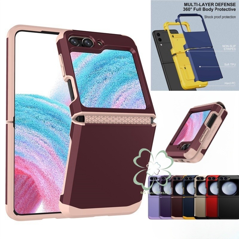 เกราะเกรด Heavy Duty กันกระแทกกรณีพลิก Samsung Galaxy Z Flip 6 Z Flip 5 Z Flip 4/3 บานพับป้องกันกรณี Matte Hard PC Galaxy Z Flip 6 5 4 3 ฝาครอบด้านหลัง Shell