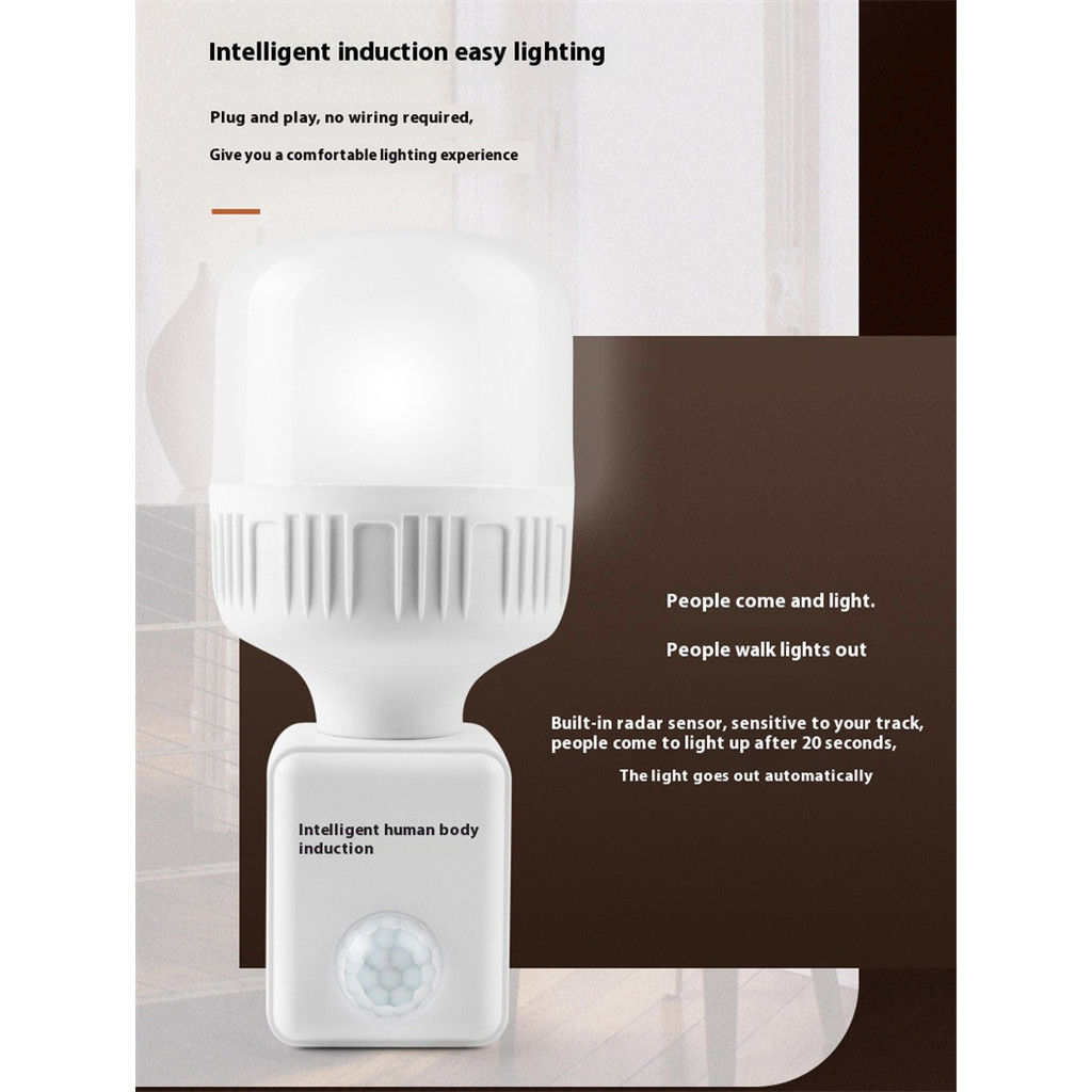 E27 อินฟราเรดเหนี่ยวนําโคมไฟผู้ถือซ็อกเก็ต IR Human Body Sensing ผู้ถือโคมไฟติดผนังอัตโนมัติอัจฉริยะหลอดไฟ LED ซ็อกเก็ตสําหรับ Home - รูปที่ 6
