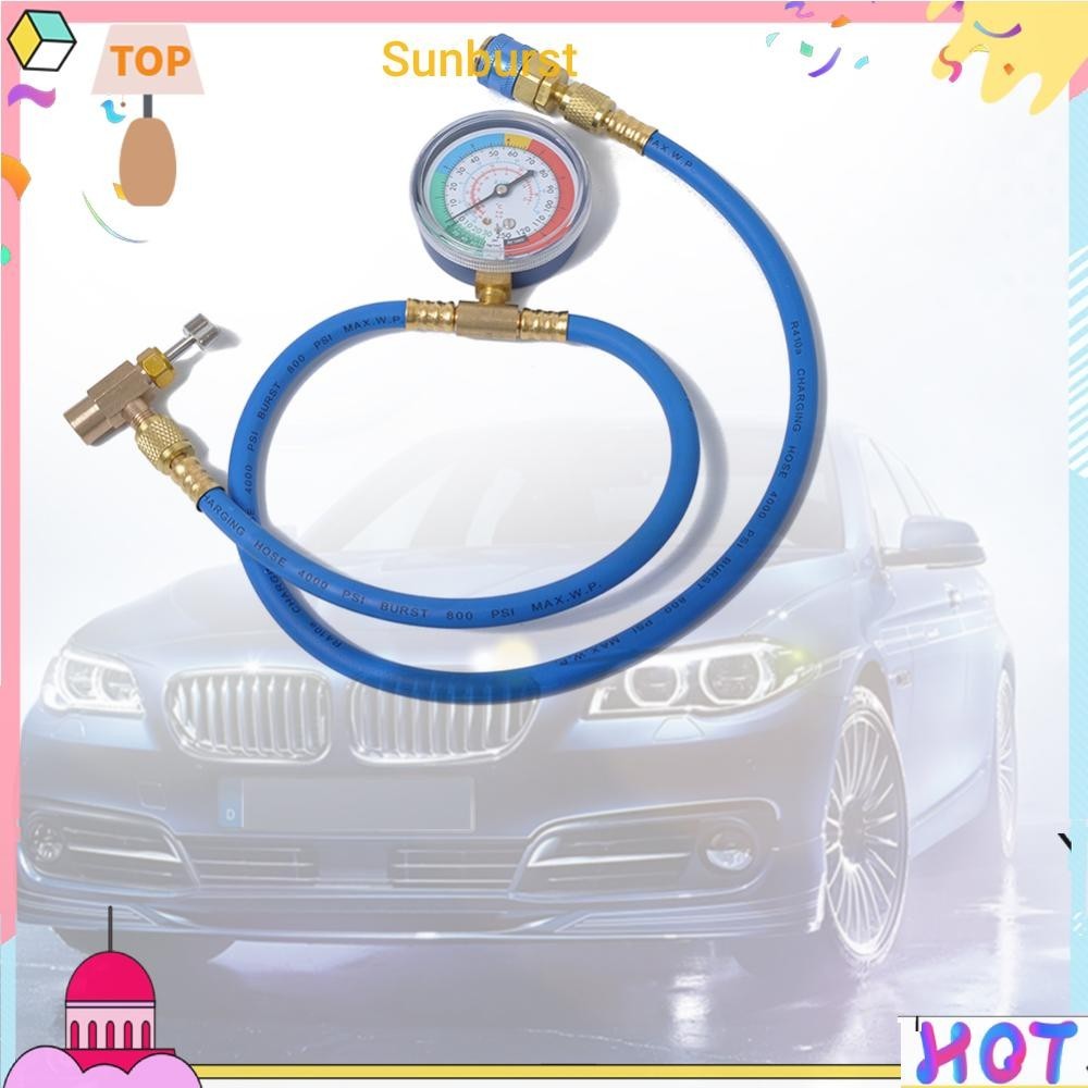 เครื่องปรับอากาศในรถยนต์ R134A Refrigerant Recharge Hose พร้อมเครื่องวัดความดัน [Sunburst11.th]