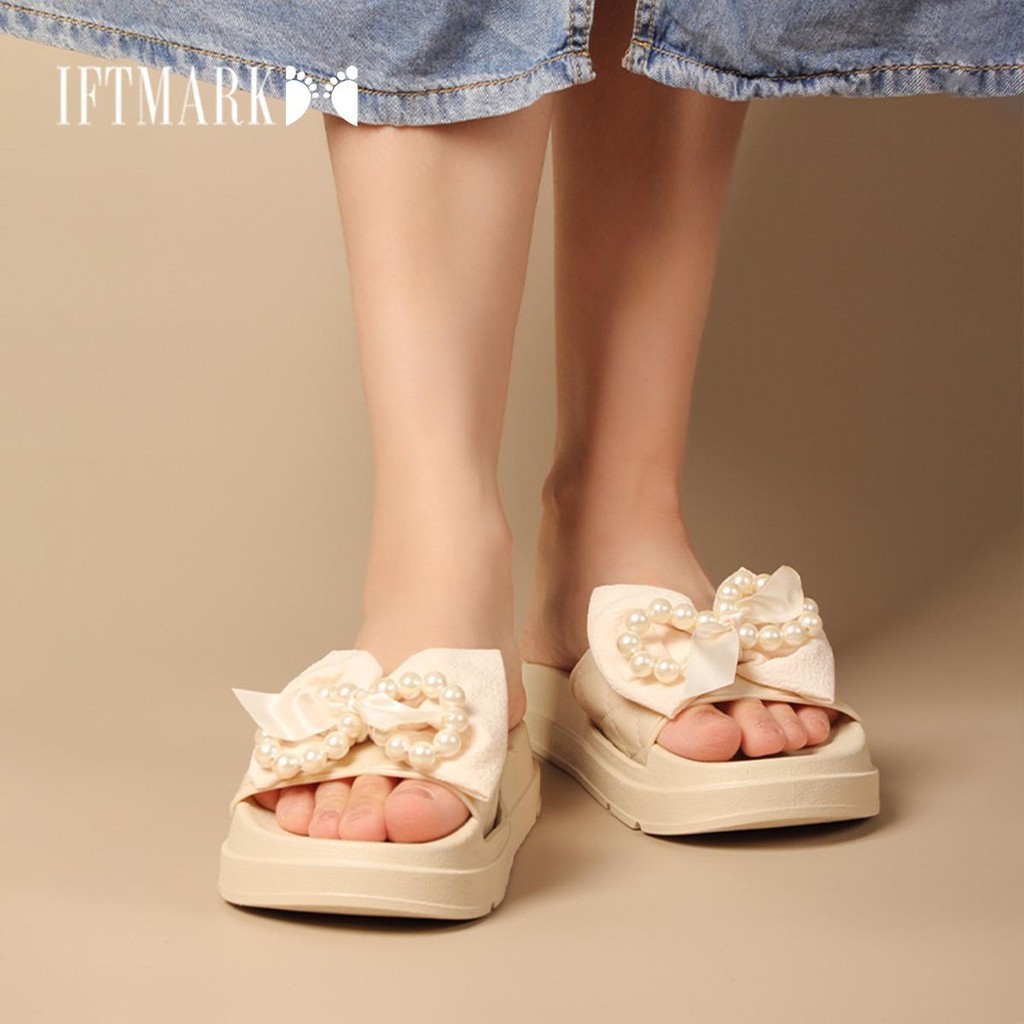 IFTMARKรองเท้าแตะมีส้นหนา รองเท้าแฟชั่นโบว์ รองเท้าแตะแฟชั่นสไตล์เกาหลี แมทช์ได้กับทุกโอกาส[ส่งเร็วพิเศษ] - รูปที่ 2