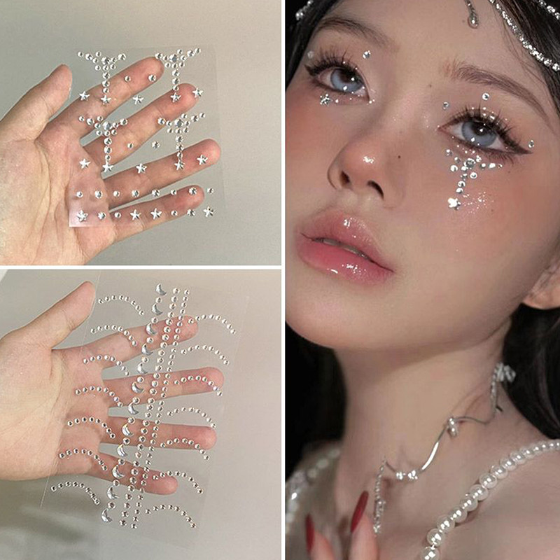 Diy Eyes Face Self กาวแต่งหน้าชั่วคราว Tattoo Beauty Diamonds Jewels สติกเกอร์เทศกาล Body Art Decor เล็บเพชร