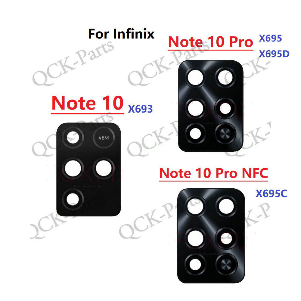 สําหรับ Infinix หมายเหตุ 10 Pro NFC กล้องด้านหลังฝาครอบเลนส์เปลี่ยน + สติกเกอร์ Note10 X693 X695 X69
