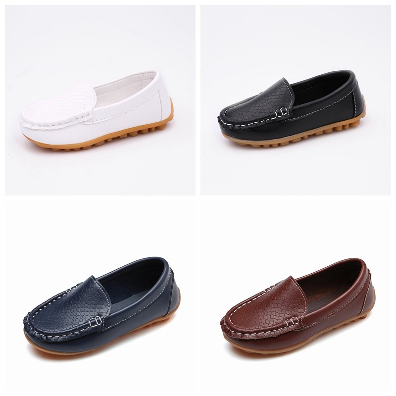 เด็กทารกจุดรองเท้าสีน้ําตาลสีดํา PU Soft-Soled รองเท้าเด็กวัยหัดเดินเด็ก Anti-Slip Breathable