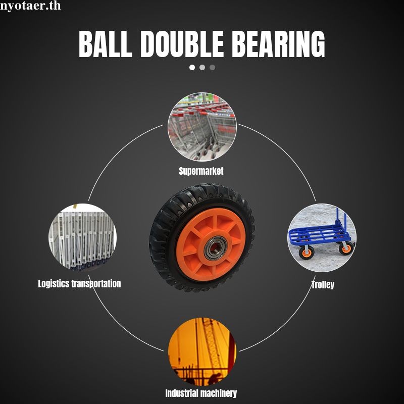 🌷ล้อรถเข็น ล้อยาง ล้อเปล่ายางดำ ขนาดล้อ 5นิ้ว ล้อยางเปล่า+แบริ่ง ล้อยางดำเข็นนิ่ม ลูกปืนตัวหนอน ลูกล้อรถเข็น - รูปที่ 6