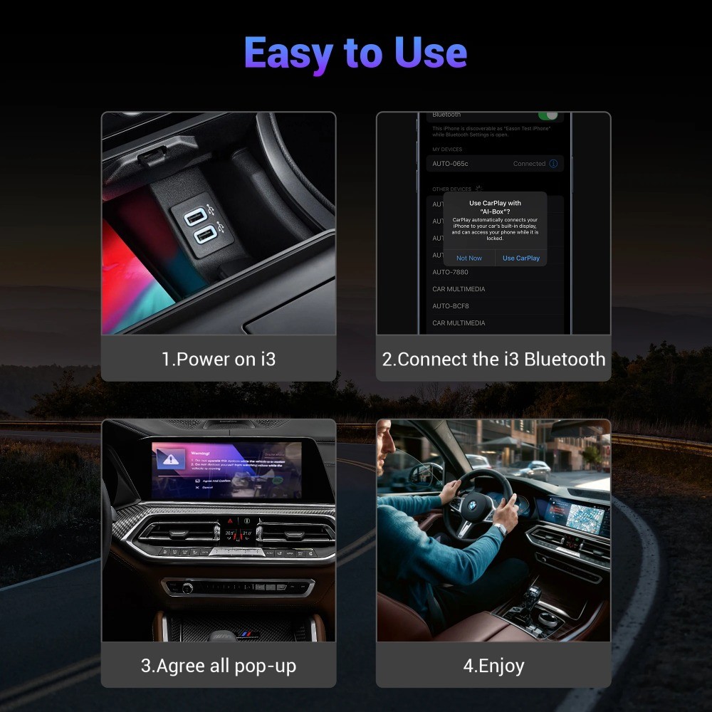 OTTOCAST OttoAiBox i3 ไร้สาย CarPlay Android Auto Snapdragon 6125 Android 13 AI กล่องสําหรับ BMW & Ohter รถไร้สาย - รูปที่ 3